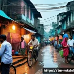Home 22 디지털 공유재의 글로벌 사례 분석 - A vibrant digital sharing economy scene set in a busy urban neighborhood in Bangladesh, showcasing d...
