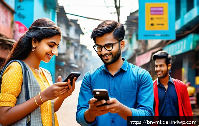디지털 공유재의 글로벌 동향 분석 - A vibrant digital scene showing diverse Bengali people using mobile ride-sharing apps on their smart...